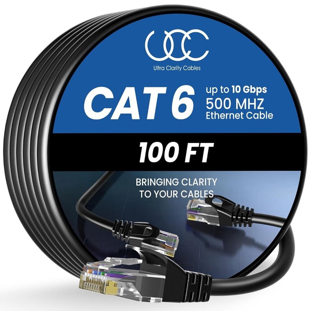 Cat 6 Ethernet Cable 100 ft, Outdoor&Indoor 10Gbps Ethernet Cable, High Speed Ca